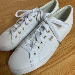 Women’s Keds White Low-Top Sneakers with Gold Eyelets 8.5